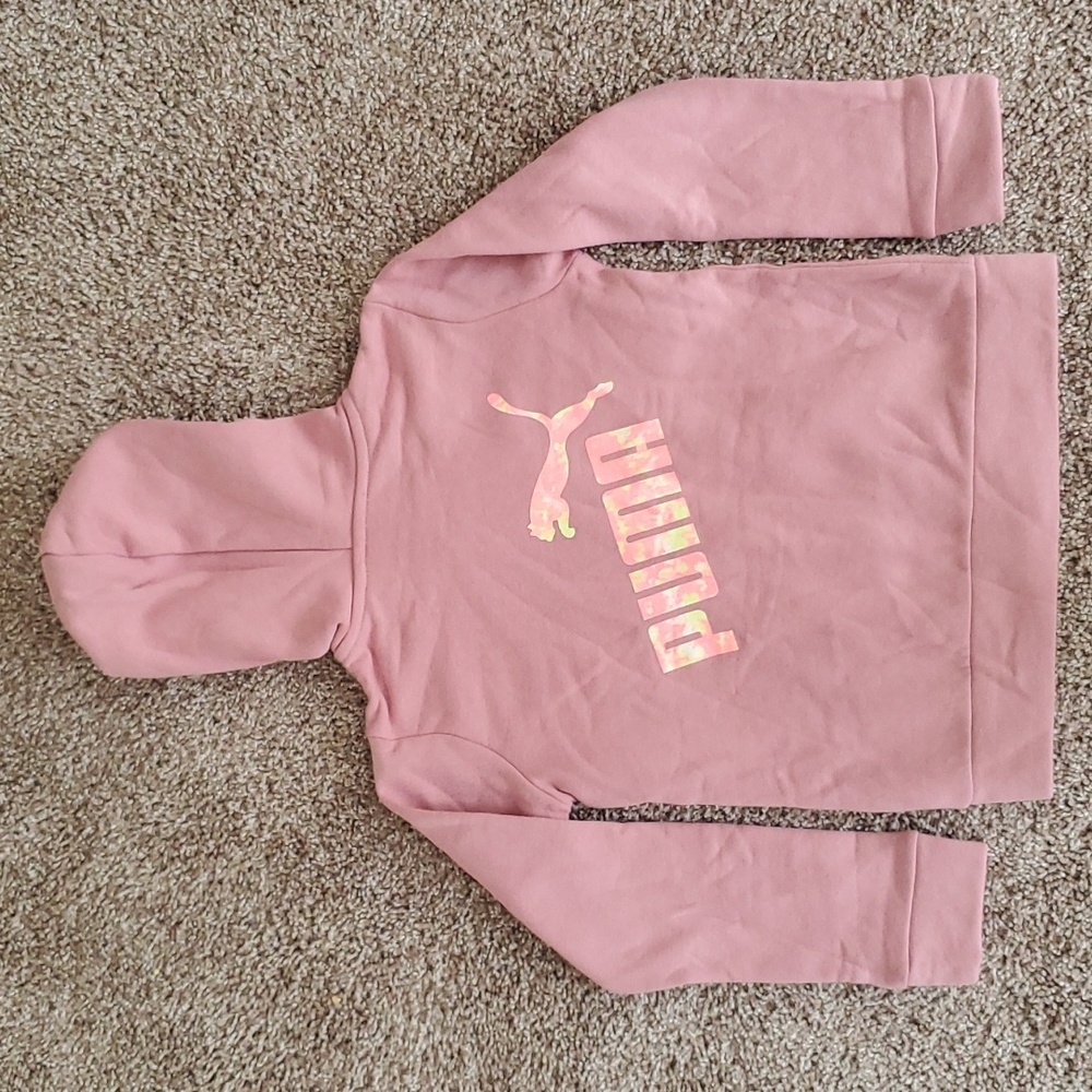 PUMA Girls Pink Full Zip Hoodie Fleece Logo - Picture 2 of 3